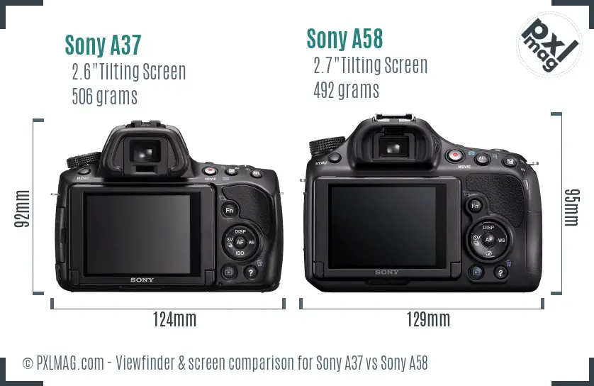 Sony A37 vs Sony A58 Screen and Viewfinder comparison