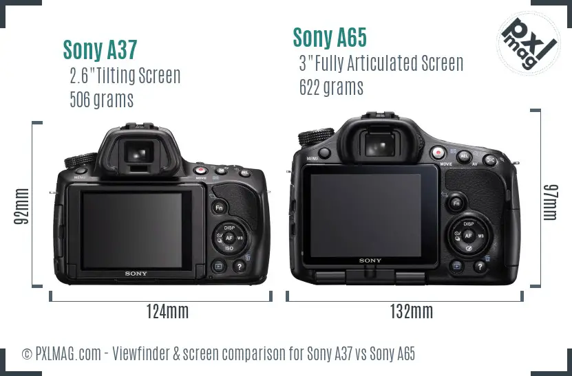Sony A37 vs Sony A65 Screen and Viewfinder comparison