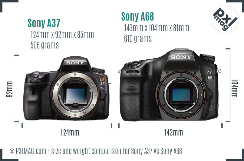 Sony A37 vs Sony A68 size comparison
