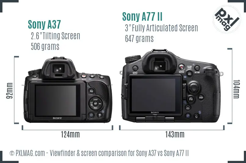 Sony A37 vs Sony A77 II Screen and Viewfinder comparison