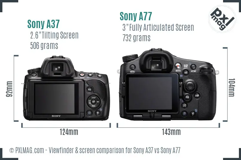 Sony A37 vs Sony A77 Screen and Viewfinder comparison