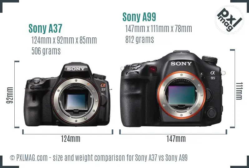 Sony A37 vs Sony A99 size comparison