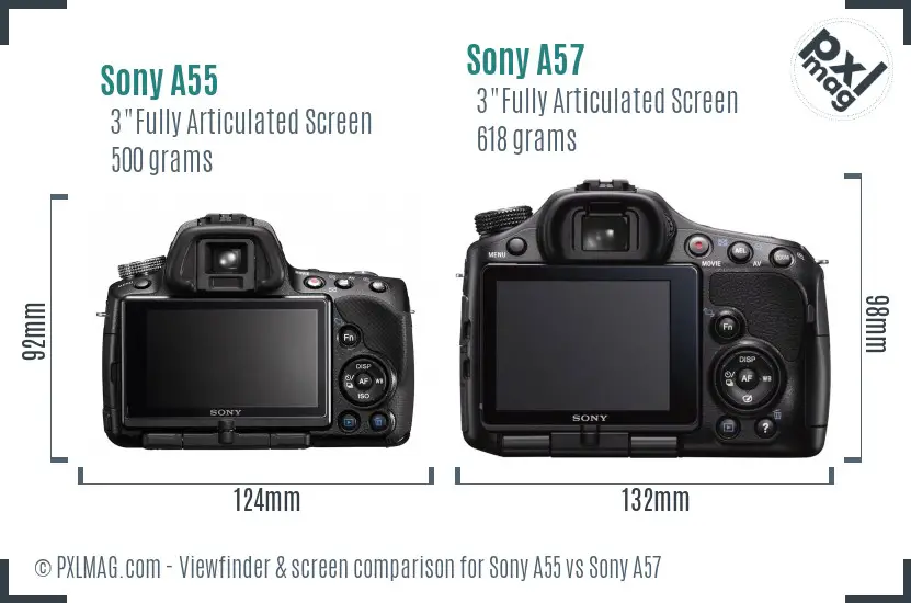 Sony A55 vs Sony A57 Screen and Viewfinder comparison