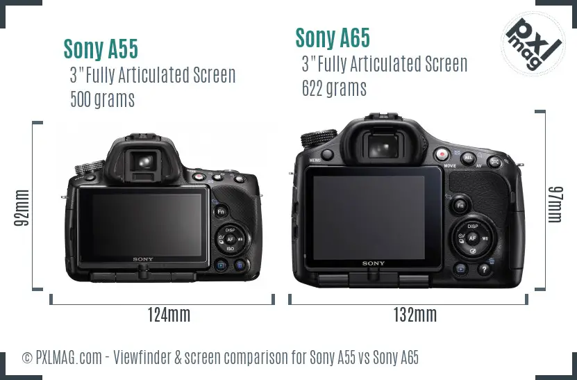 Sony A55 vs Sony A65 Screen and Viewfinder comparison