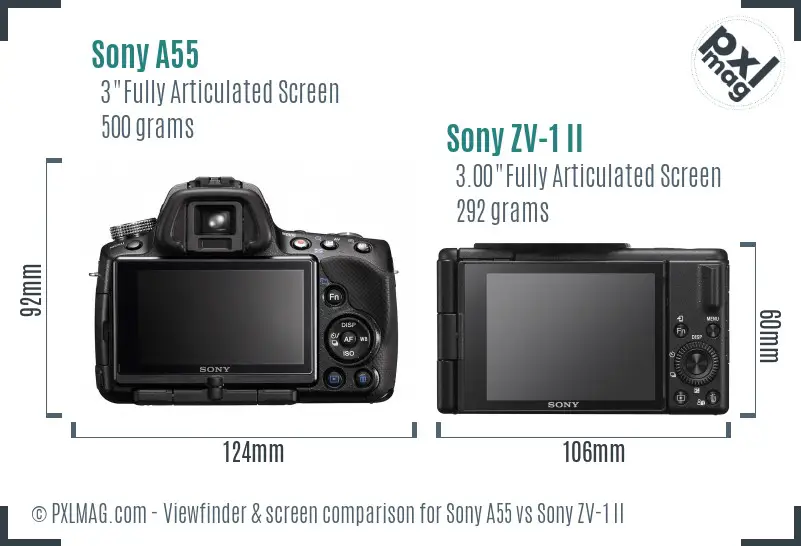 Sony A55 vs Sony ZV-1 II Screen and Viewfinder comparison Sony A55 vs Sony ZV-1 II Screen and Viewfinder comparison