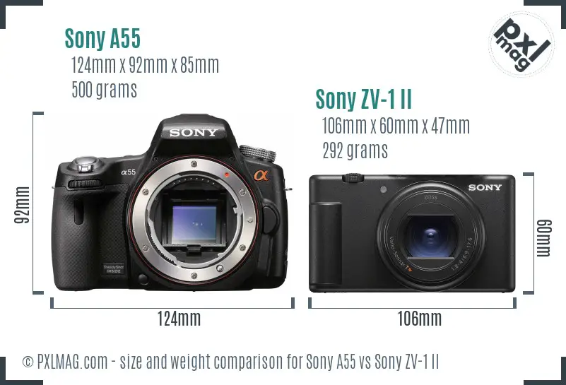 Sony A55 vs Sony ZV-1 II size comparison Sony A55 vs Sony ZV-1 II size comparison