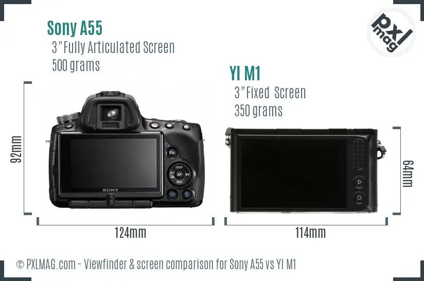 Sony A55 vs YI M1 Screen and Viewfinder comparison