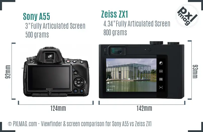 Sony A55 vs Zeiss ZX1 Screen and Viewfinder comparison