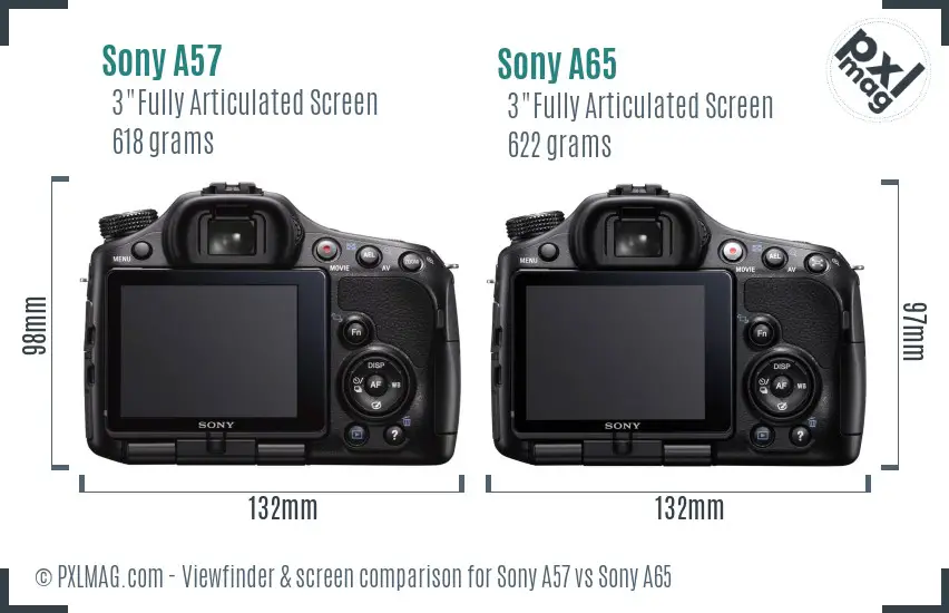 Sony A57 vs Sony A65 Screen and Viewfinder comparison