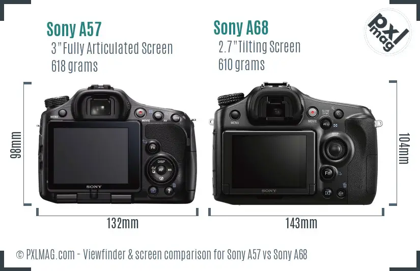 Sony A57 vs Sony A68 Screen and Viewfinder comparison