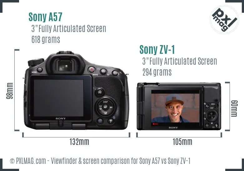 Sony A57 vs Sony ZV-1 Screen and Viewfinder comparison