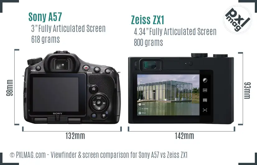 Sony A57 vs Zeiss ZX1 Screen and Viewfinder comparison