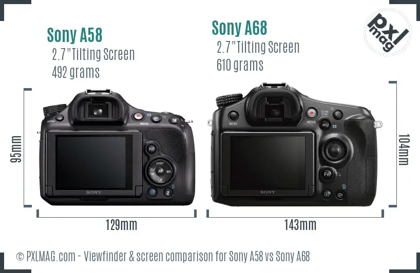 Sony A58 vs Sony A68 Screen and Viewfinder comparison
