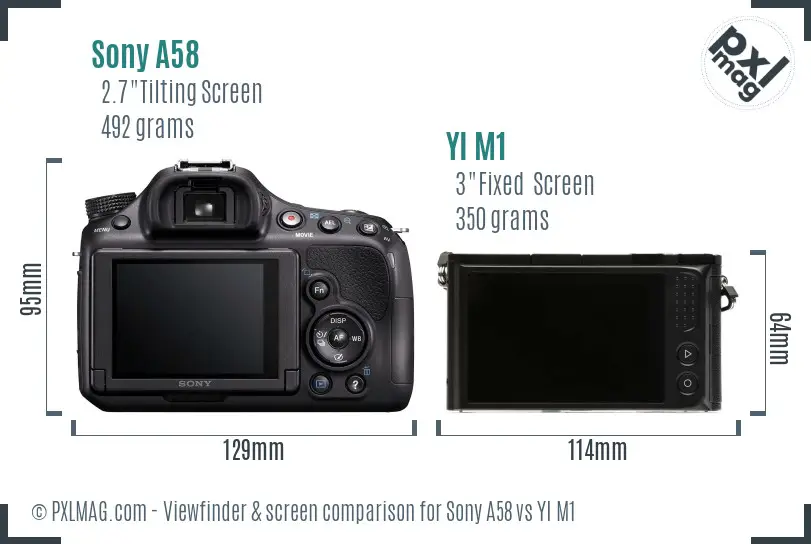 Sony A58 vs YI M1 Screen and Viewfinder comparison