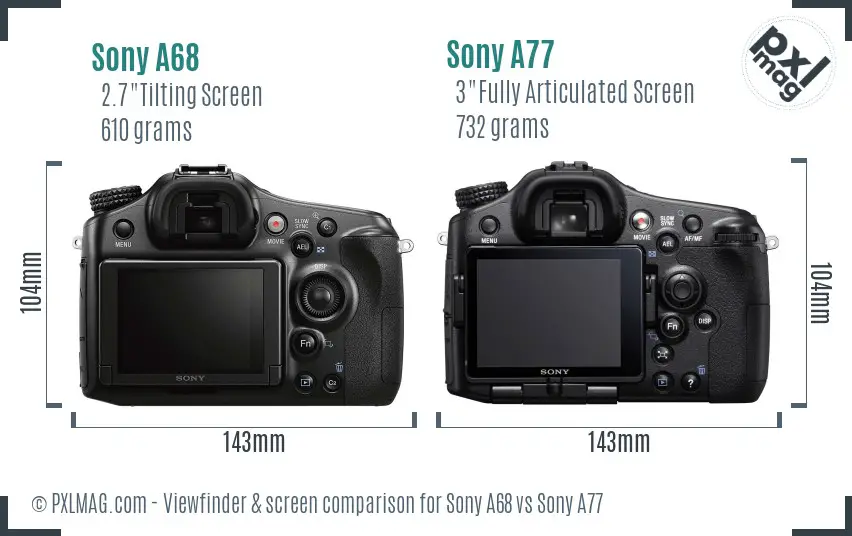 Sony A68 vs Sony A77 Screen and Viewfinder comparison