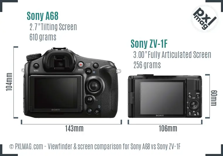 Sony A68 vs Sony ZV-1F Screen and Viewfinder comparison Sony A68 vs Sony ZV-1F Screen and Viewfinder comparison