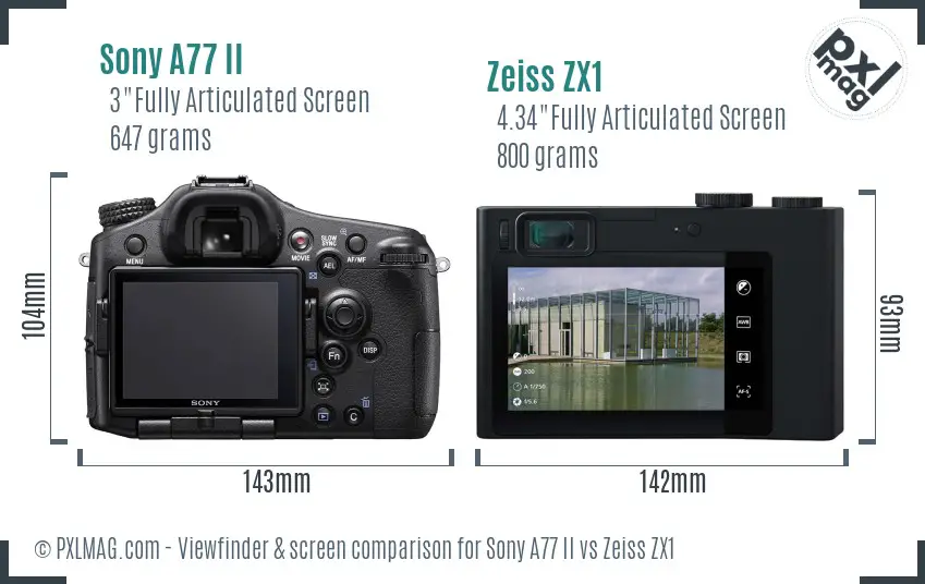 Sony A77 II vs Zeiss ZX1 Screen and Viewfinder comparison