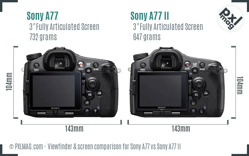 Sony A77 vs Sony A77 II Screen and Viewfinder comparison