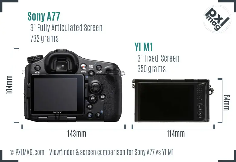 Sony A77 vs YI M1 Screen and Viewfinder comparison