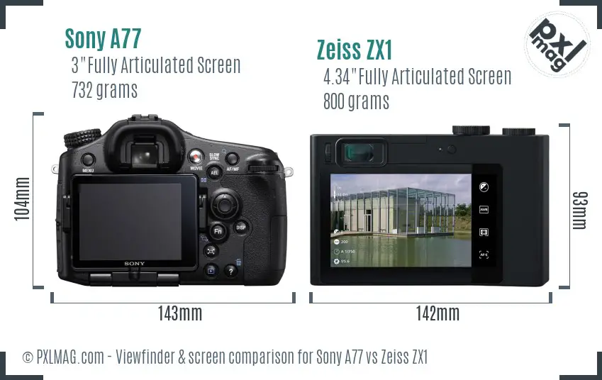 Sony A77 vs Zeiss ZX1 Screen and Viewfinder comparison