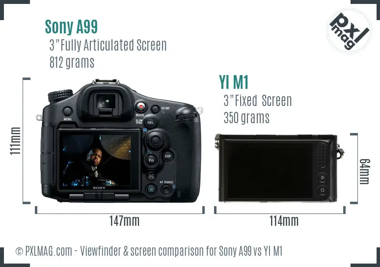 Sony A99 vs YI M1 Screen and Viewfinder comparison