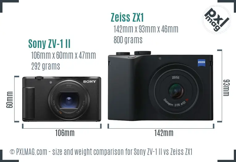 Sony ZV-1 II vs Zeiss ZX1 size comparison