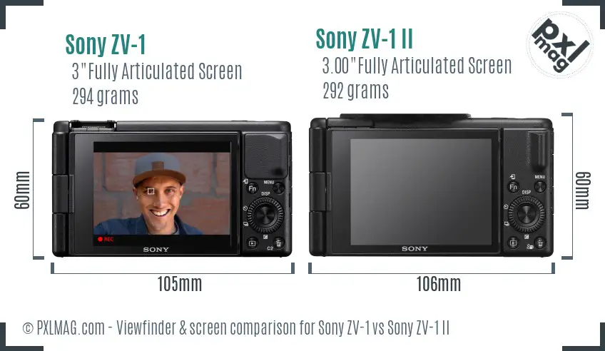 Sony ZV-1 vs Sony ZV-1 II Screen and Viewfinder comparison