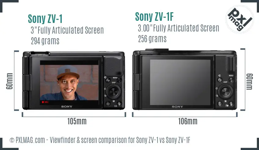 Sony ZV-1 vs Sony ZV-1F Screen and Viewfinder comparison