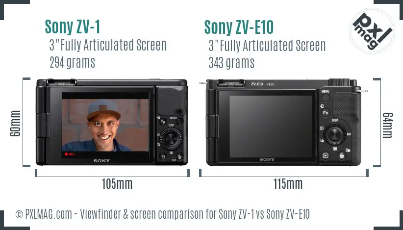 Sony ZV-1 vs Sony ZV-E10 Screen and Viewfinder comparison