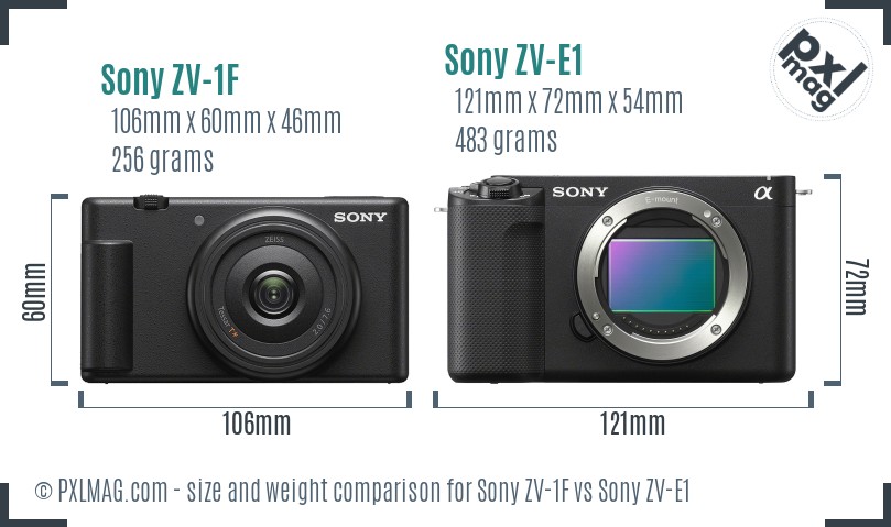 Sony ZV-1F vs Sony ZV-E1 size comparison