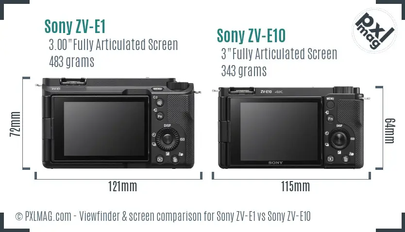 Sony ZV-E1 vs Sony ZV-E10 Screen and Viewfinder comparison Sony ZV-E1 vs Sony ZV-E10 Screen and Viewfinder comparison