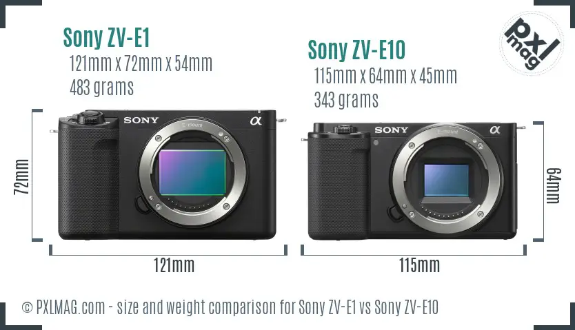 Sony ZV-E1 vs Sony ZV-E10 size comparison Sony ZV-E1 vs Sony ZV-E10 size comparison