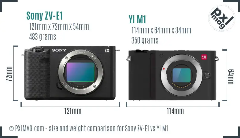 Sony ZV-E1 vs YI M1 size comparison Sony ZV-E1 vs YI M1 size comparison