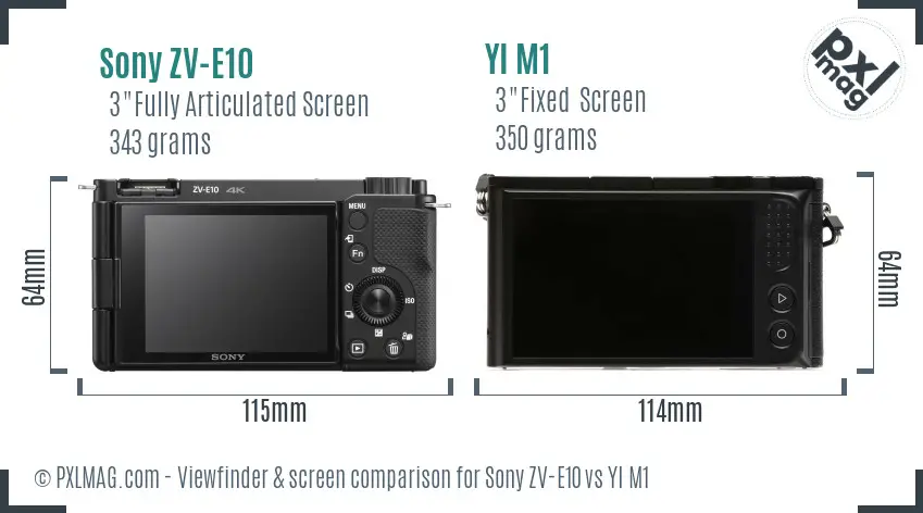 Sony ZV-E10 vs YI M1 Screen and Viewfinder comparison