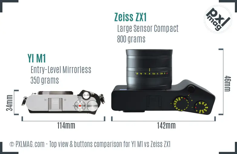 YI M1 vs Zeiss ZX1 top view buttons comparison
