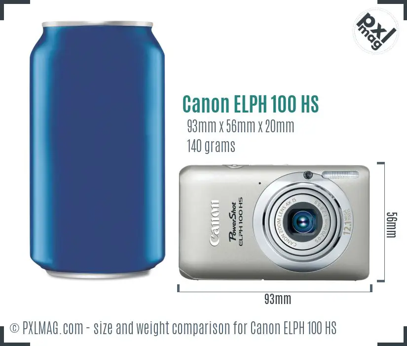 Canon ELPH 100 HS dimensions scale