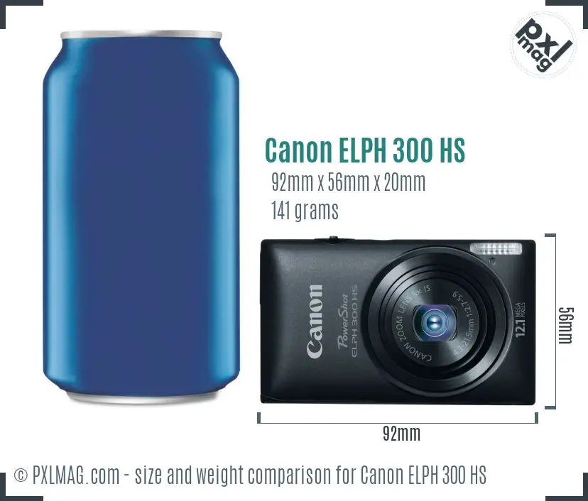 Canon ELPH 300 HS dimensions scale