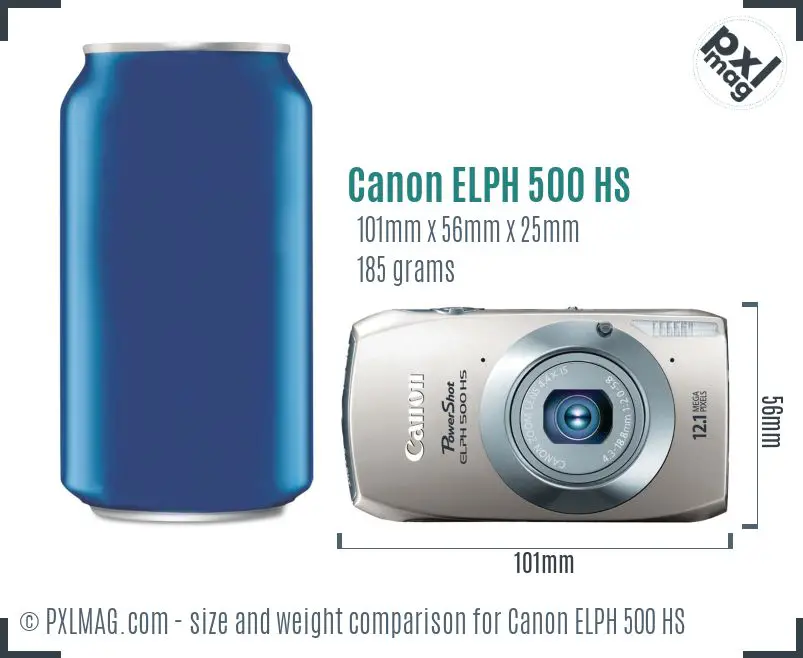 Canon ELPH 500 HS dimensions scale