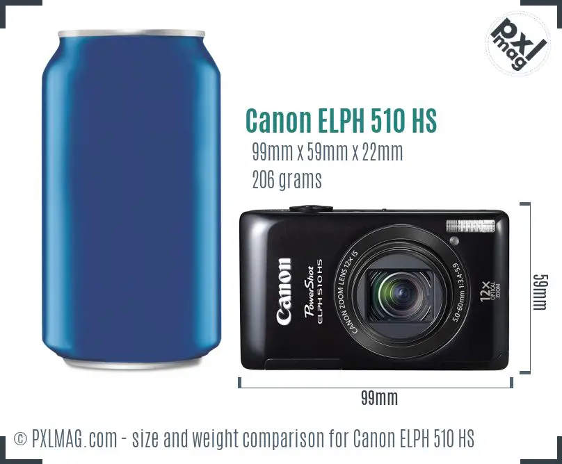 Canon ELPH 510 HS dimensions scale
