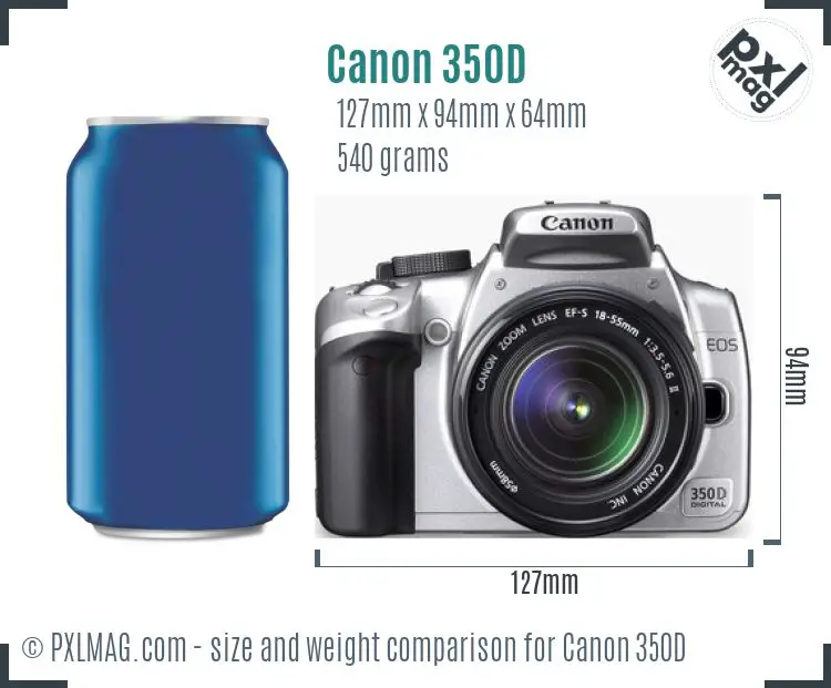 Canon EOS 350D dimensions scale