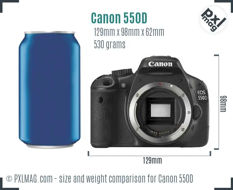 Canon EOS 550D dimensions scale