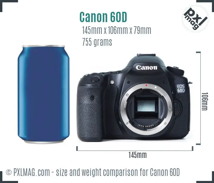 Canon EOS 60D dimensions scale