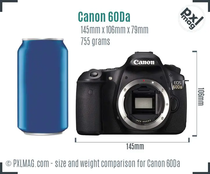 Canon EOS 60Da dimensions scale