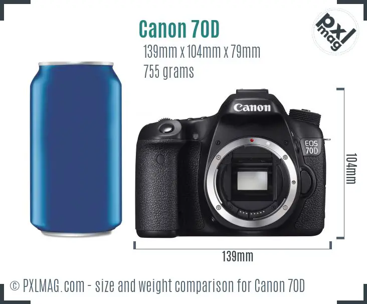 Canon EOS 70D dimensions scale