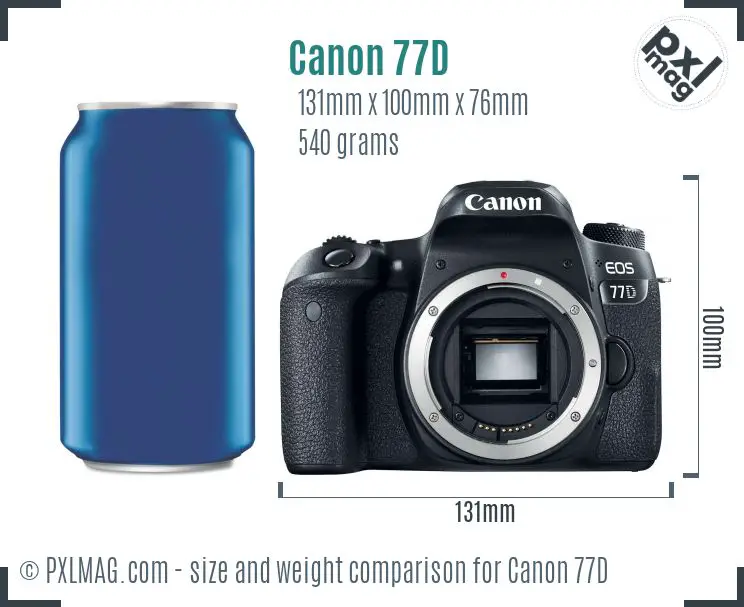 Canon EOS 77D dimensions scale