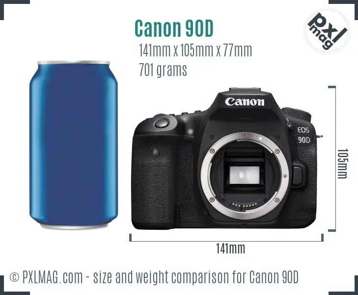 Canon EOS 90D dimensions scale