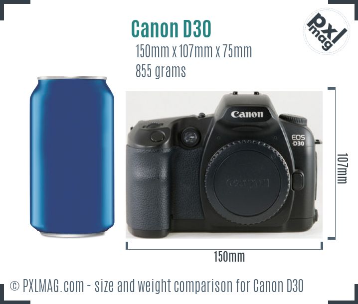 Canon EOS D30 dimensions scale