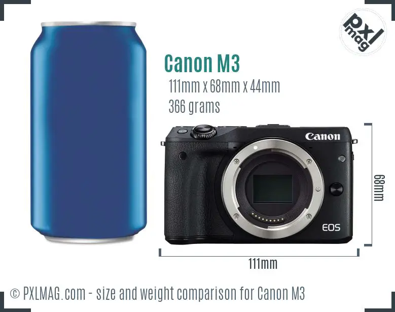 Canon EOS M3 dimensions scale