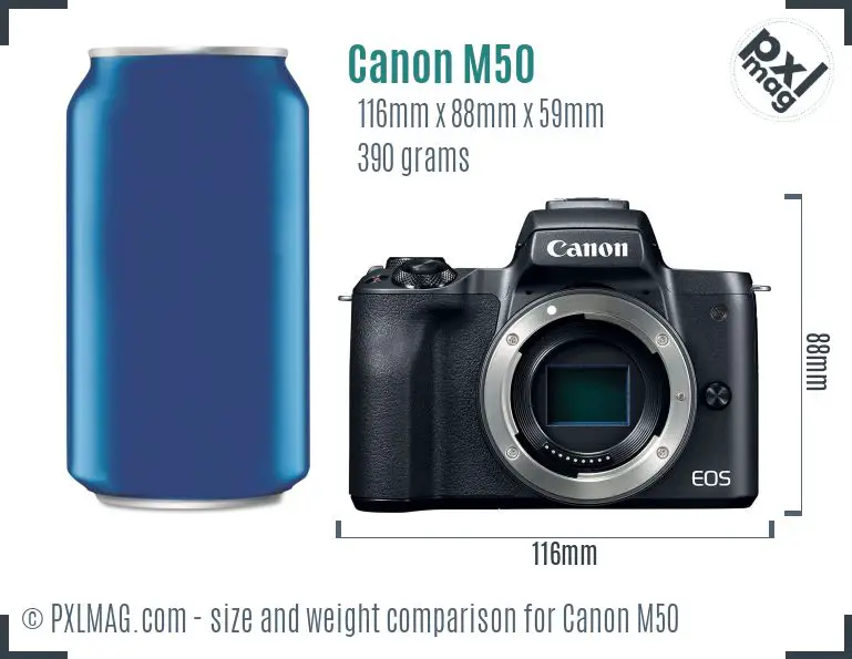 Canon EOS M50 dimensions scale
