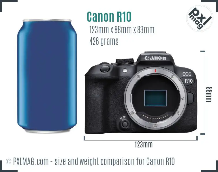 Canon EOS R10 dimensions scale